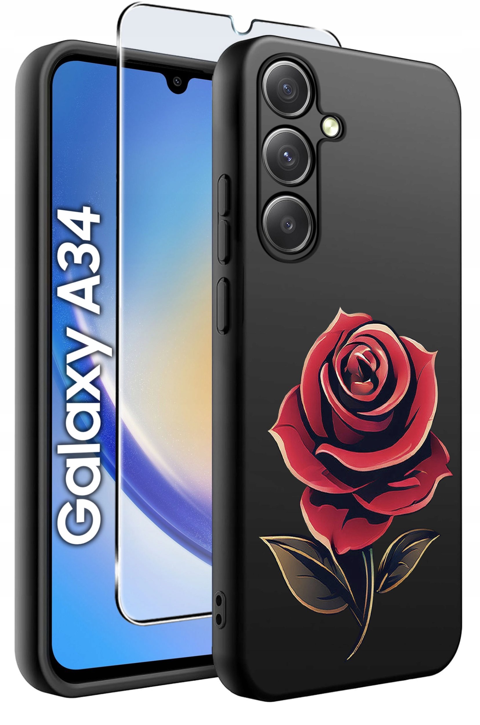 ETUI do Samsung A34 5G WZORY | SILIKONOWE MATT CASE + SZKŁO 9H