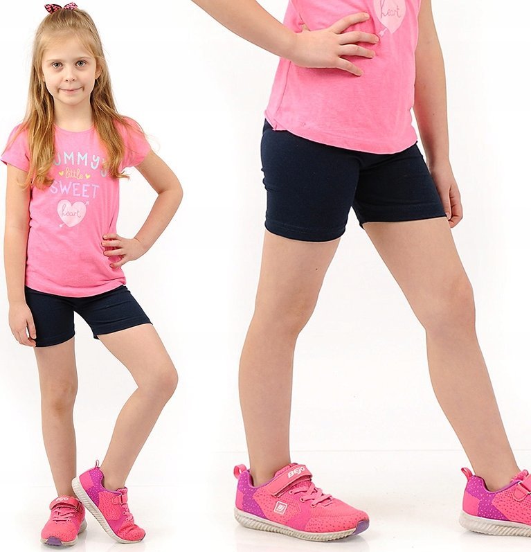 Krótkie spodenki Legginsy 1/2 Kolarki Dziecięce Getry Szorty Granatowe 140