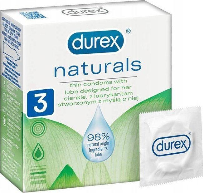 Durex DUREX_Naturals Thin Condoms With Lube Designed For Her cienkie prezerwatywy 3szt
