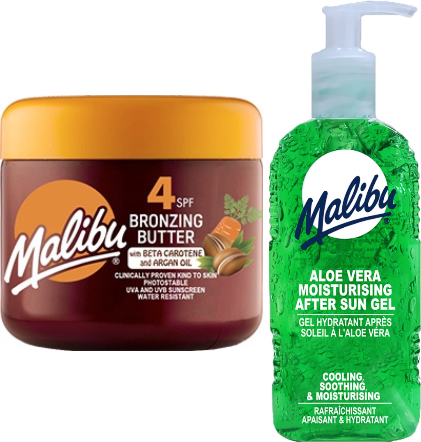 Malibu Przyspieszacz Opalania SPF4 300ml + Aloe Żel Po Opalaniu 200ml