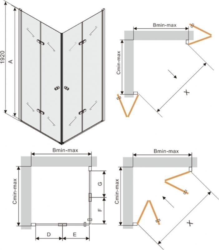 Mexen Mexen Lima Duo kabina prysznicowa składana 100 x 100 cm, transparent, złoty + brodzik Flat - 856-100-100-50-02-4010G