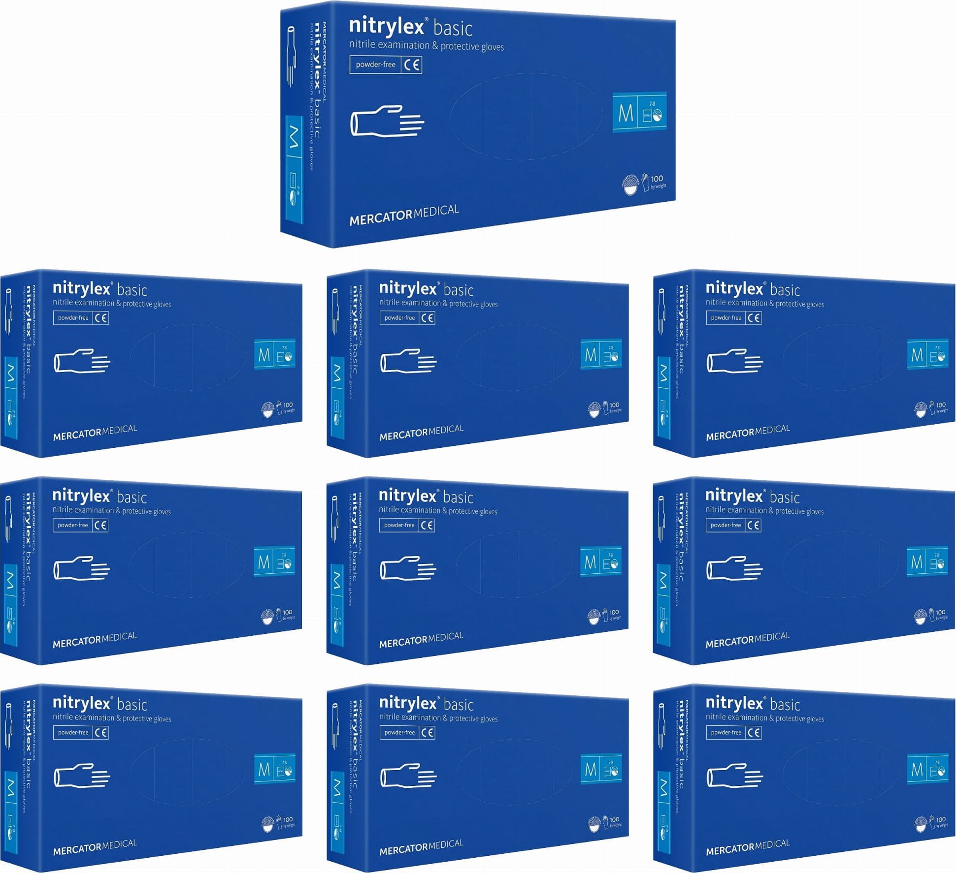 Mercator Rękawice Nitrylowe 100 szt. Nitrylex Basic Dark Blue - 10 kpl. (M 7-8)
