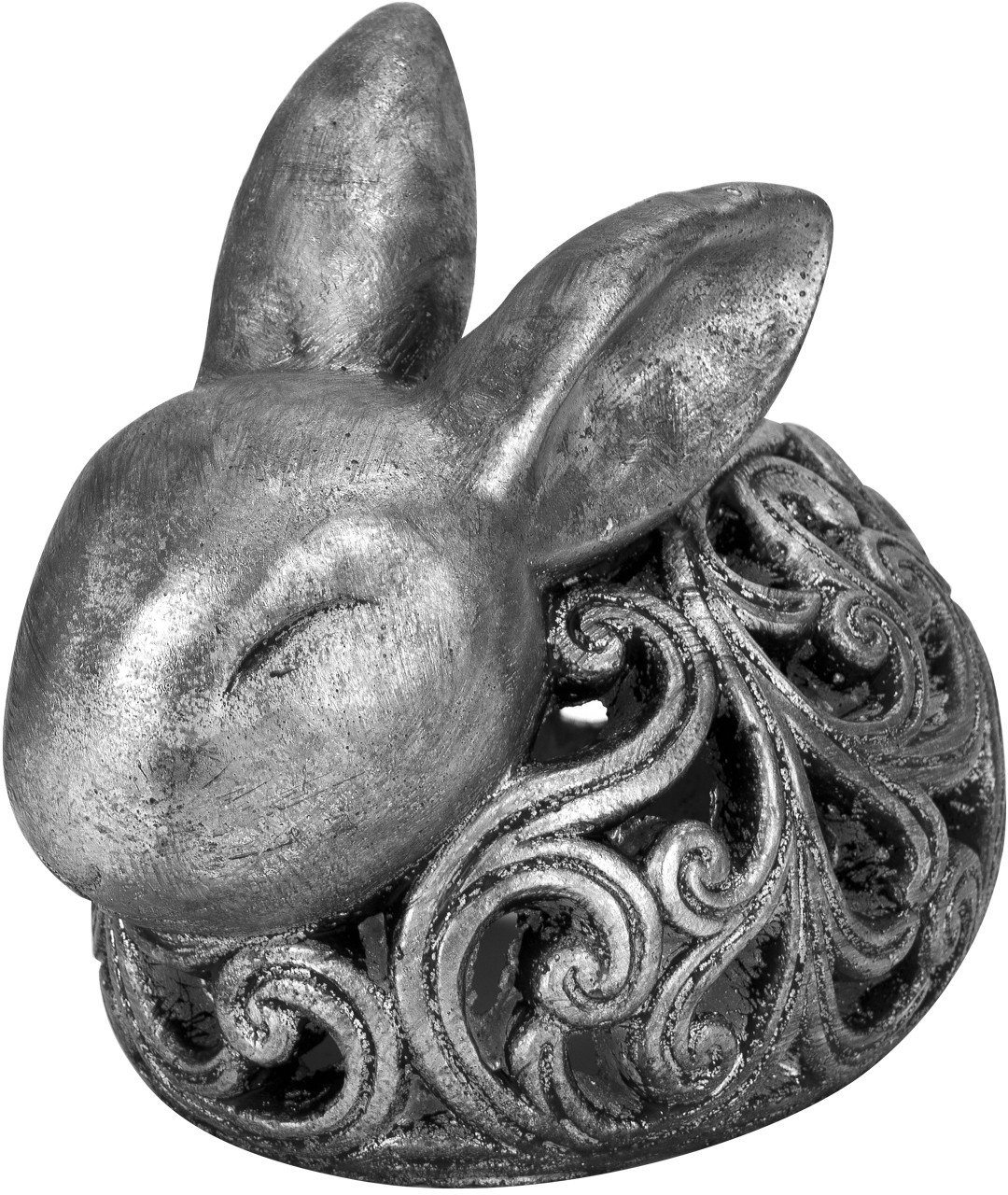 Figurka śpiącego zająca srebrna