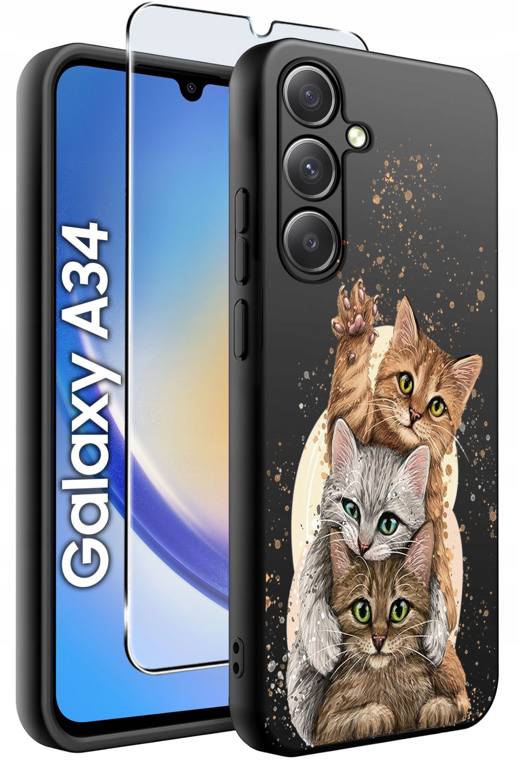 ETUI do Samsung A34 5G WZORY | SILIKONOWE MATT CASE + SZKŁO 9H