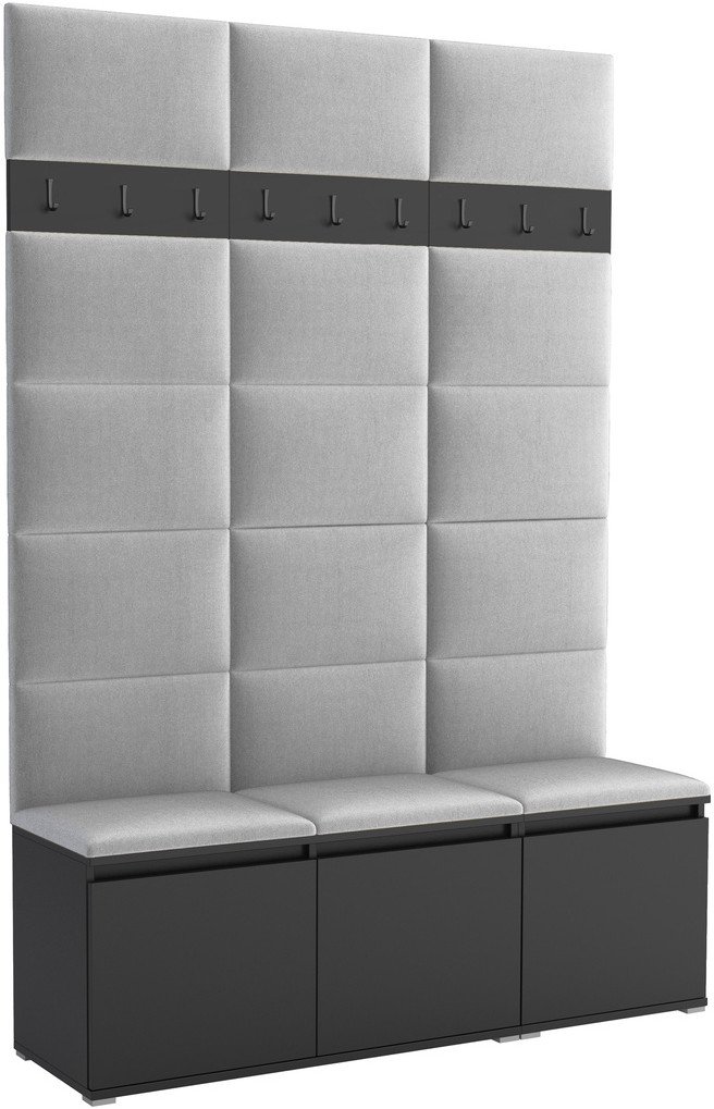 Tapicerowana garderoba Noris III - kolor czarny + tkanina Trinity 32