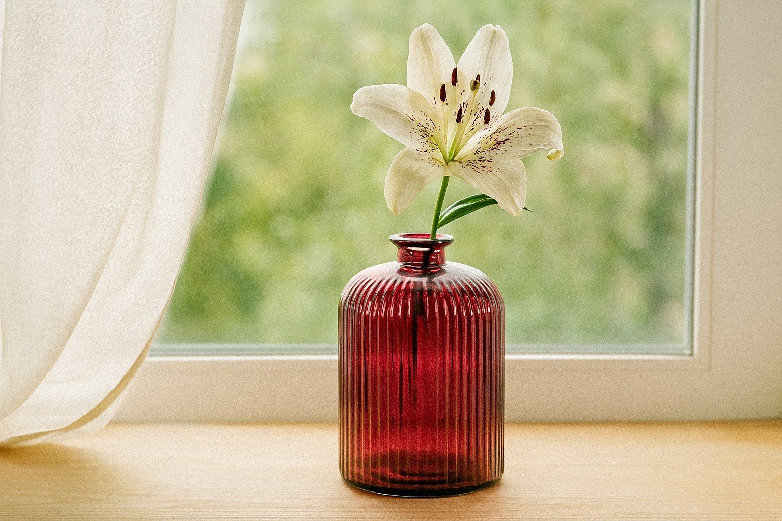 Wazon szklany 23 cm Stripe czerwony San Miguel recykling