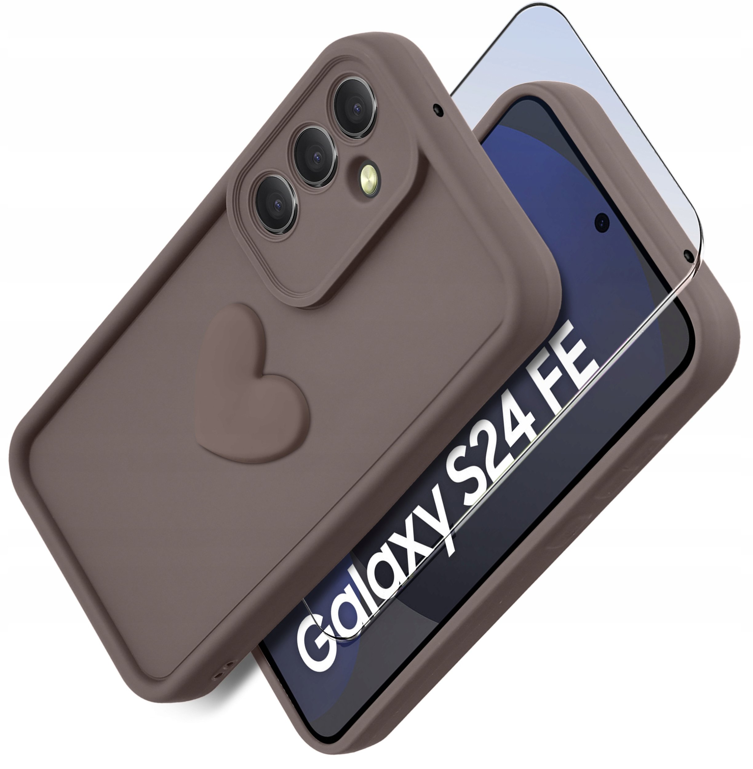 Etui do Samsung S24 FE silikonowe MATOWE serce + Szkło ochronne na ekran 9H
