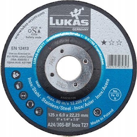 Techniflex LUKAS TARCZA DO SZLIFOWANIA 125mm x 6,0mm A24X-BF** INOX