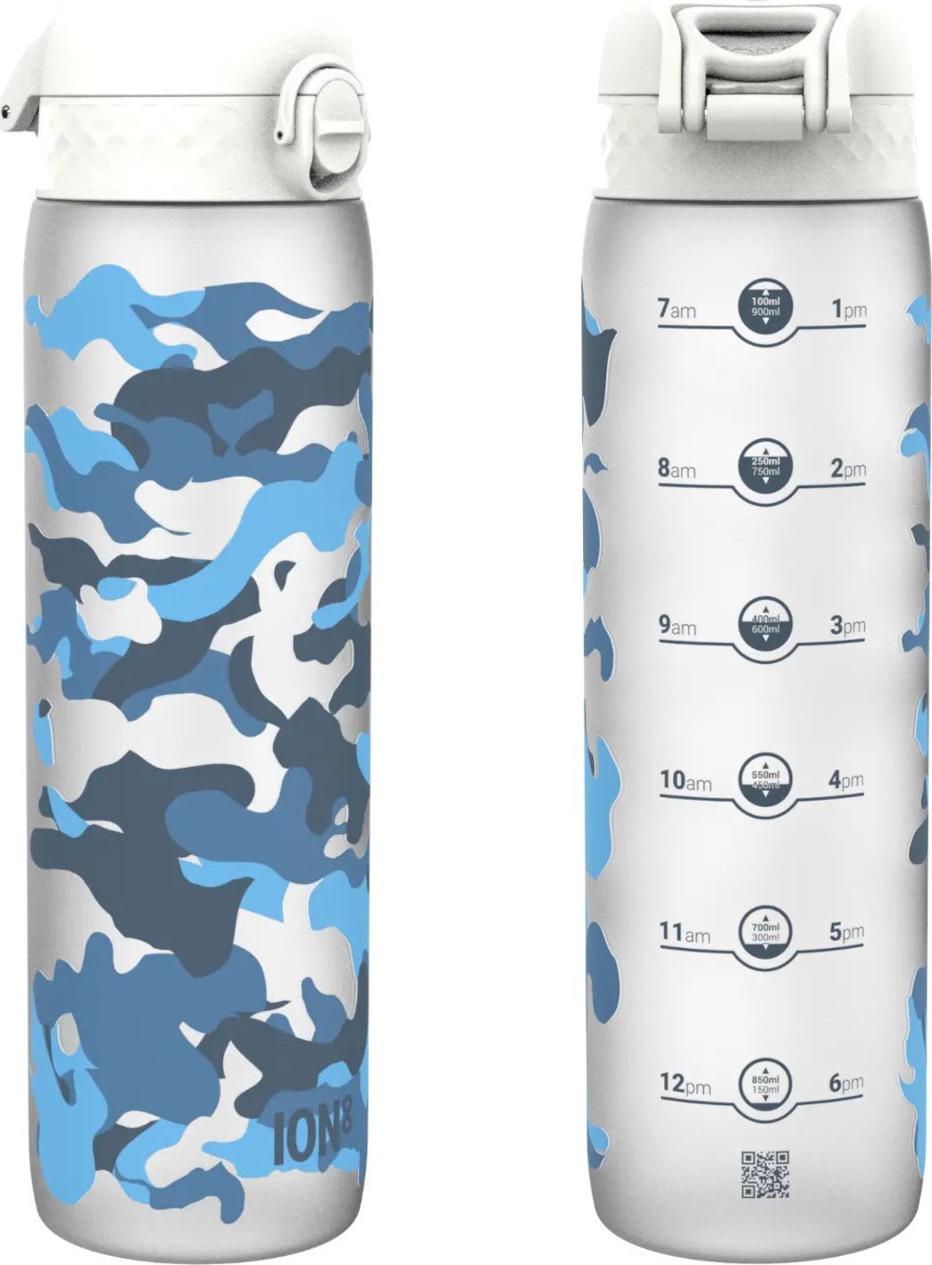 ion8 ION8 Przezroczysta butelka na wodę z miarką motywacyjną 1000 ml