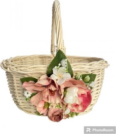 Wnuk Koszyczek Biały Wielkanocny (Owalny/Kwiat)