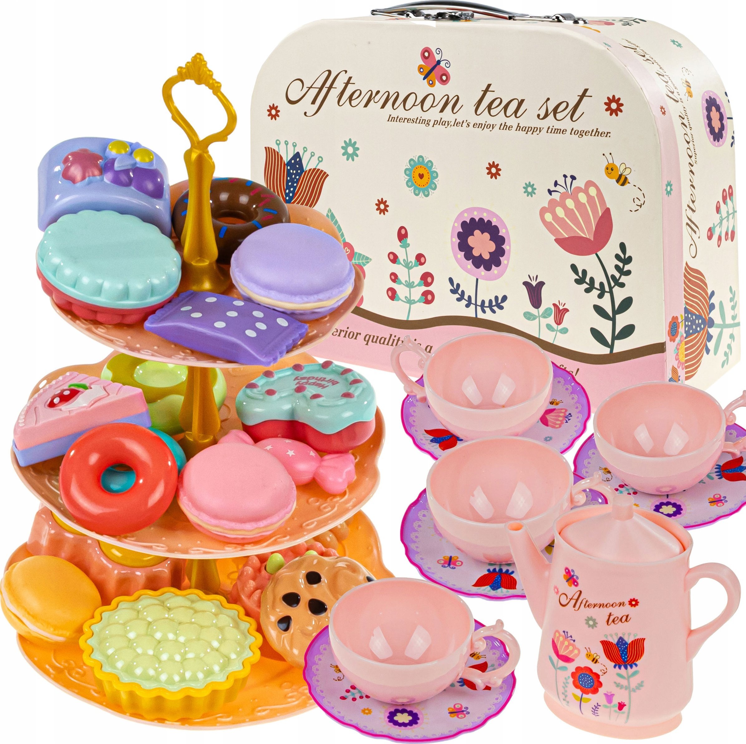 Serwis Herbaciany Patera Dla Dzieci Duży Zestaw Do Kawy Ciastka Cukiernik