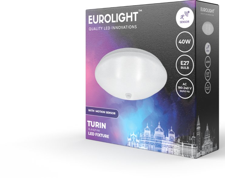 Eurolight TURIN LED šviestuvas su IR judesio jutikliu E27 IP20 Eurolight