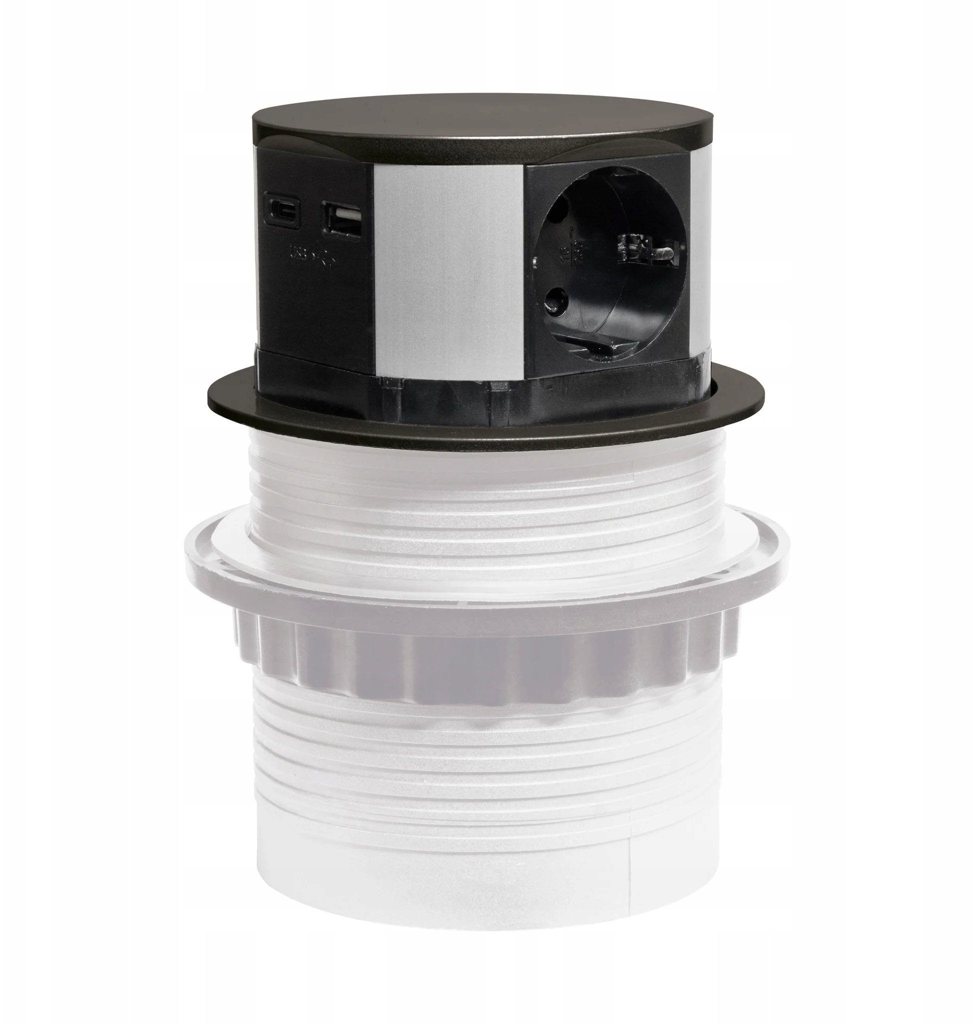 Gniazdo meblowe do zabudowy 3 złącza wtyczkowe schuko 1xUSB A 1xUSB C GMZ-5AO W-72014