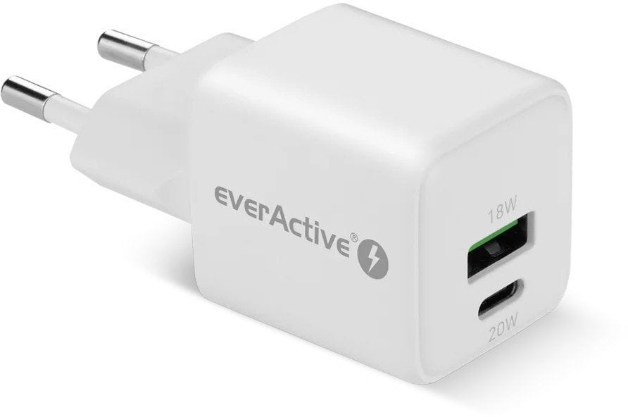 Ładowarka sieciowa 1 x USB, 1 x USB-C Quick Charge 3.0 20W biała