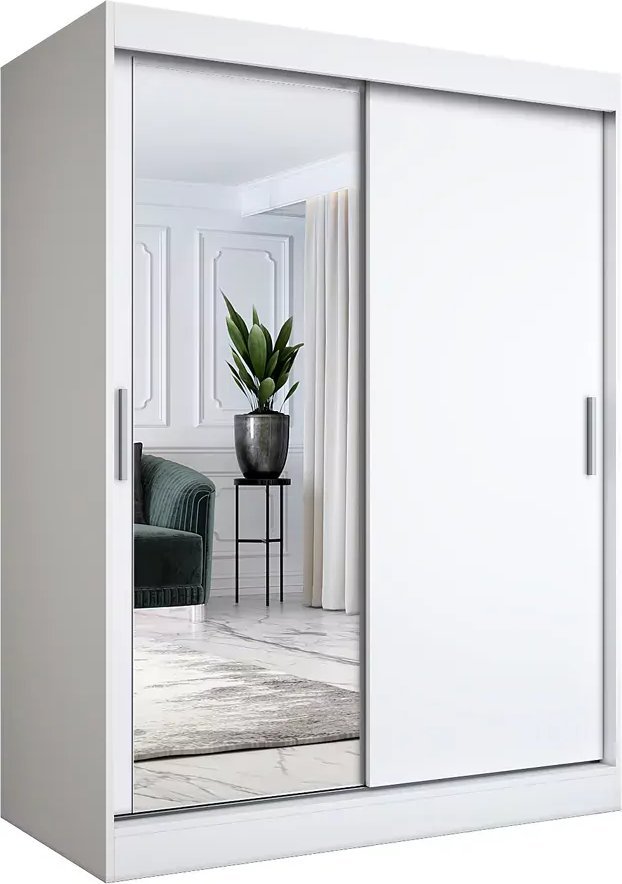 Elior Biała szafa przesuwna z lustrem 150 cm - Lenora 4X