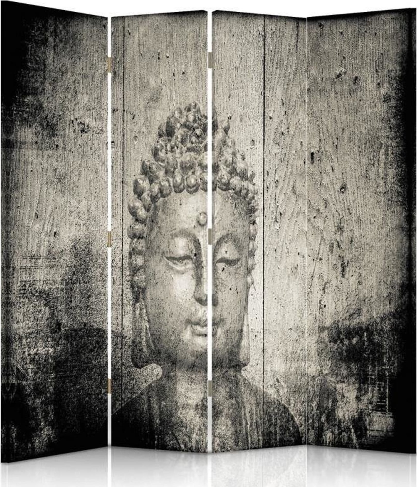 Feeby Parawan dwustronny, Wizerunek Buddy w szarościach (Rozmiar 145x170)