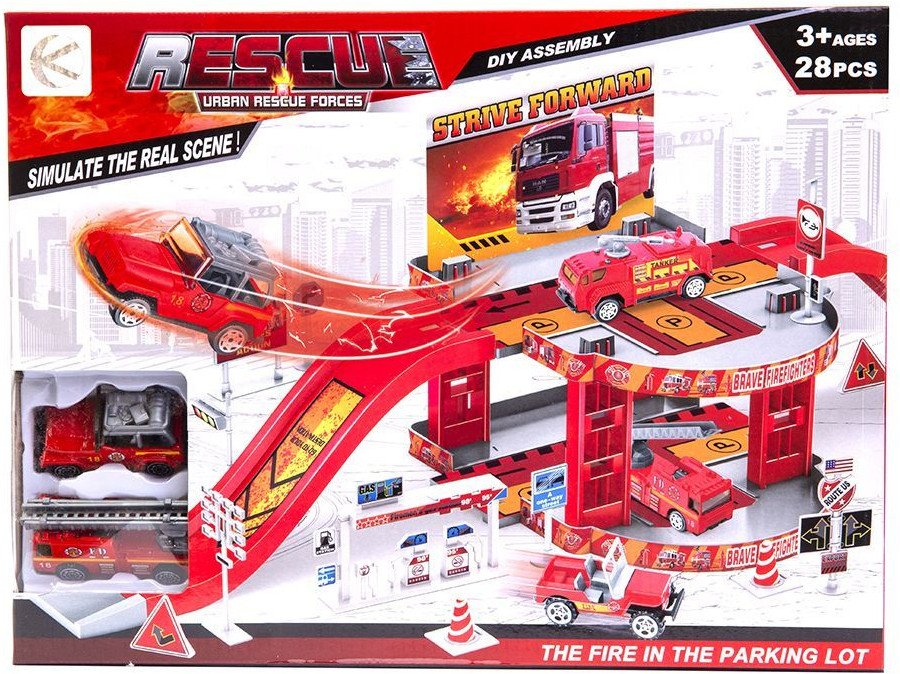 Parking straż pożarna w zestawie z 2 autkami