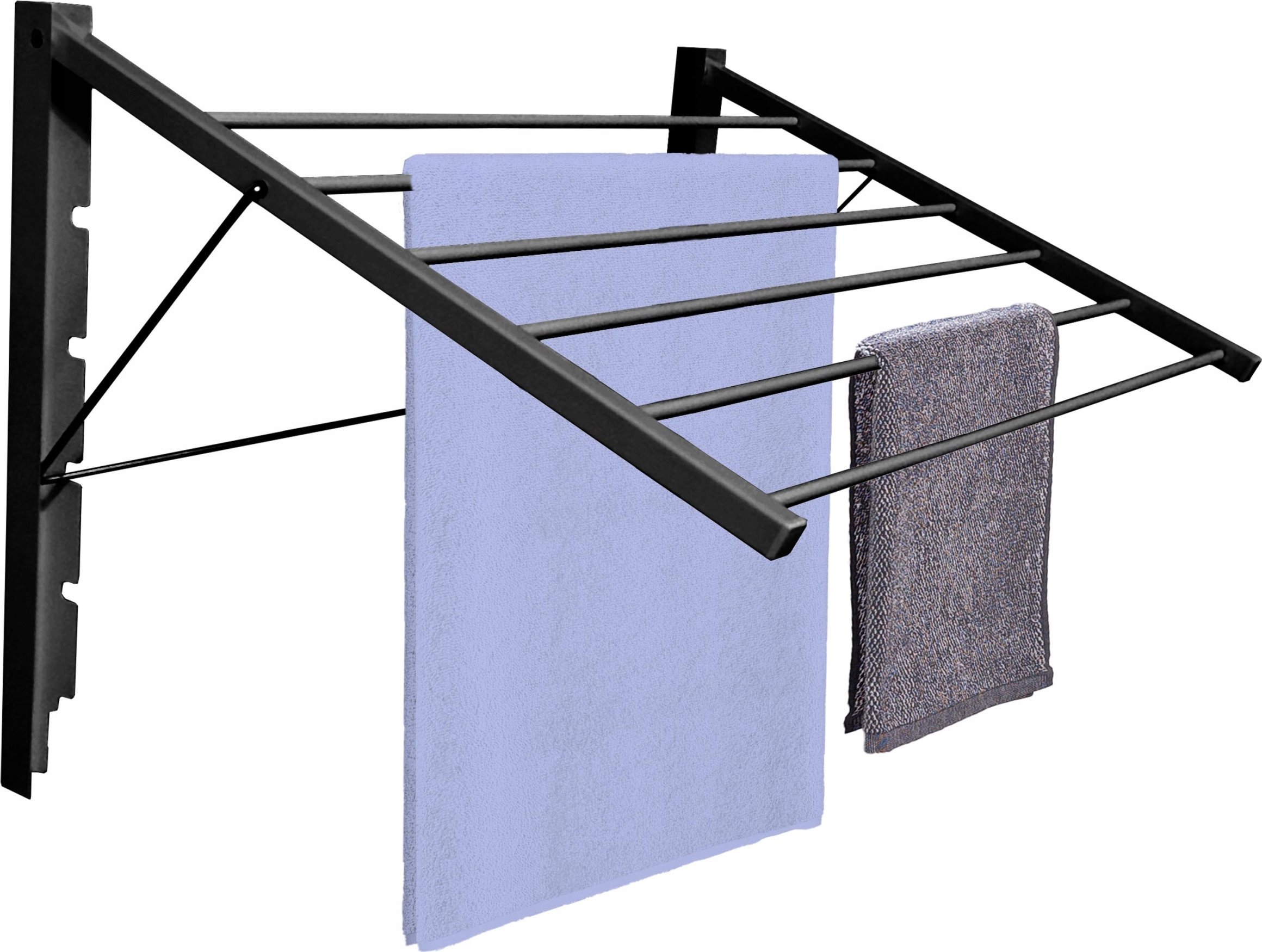 Sepio Suszarka ścienna łazienkowa 80 cm czarna metalowa naścienna do ubrań