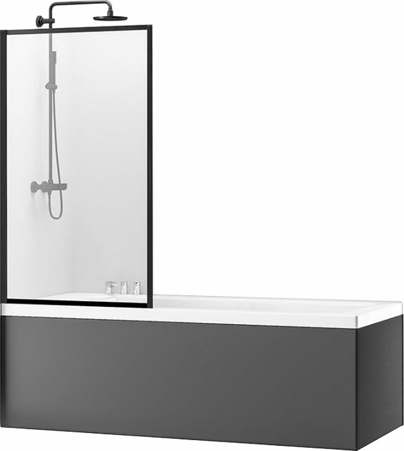 Parawan nawannowy Rea Lagos 1-częściowy szkło satyna, profil czarny (REA-K7689)