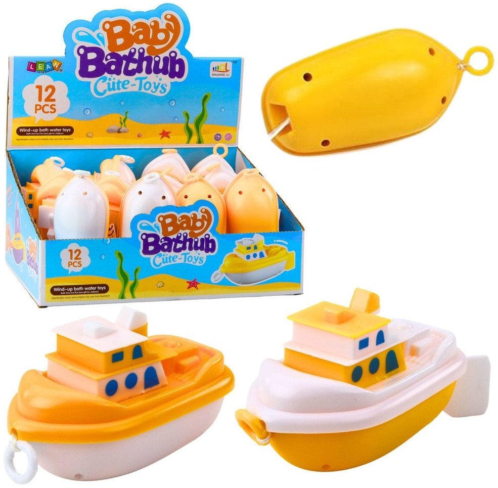 Zabawka Do Kąpieli Naciągana Łódź Biało Żółta Mix