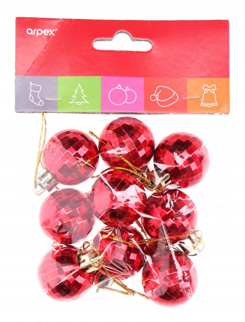 Bombki disco czerwone 9szt