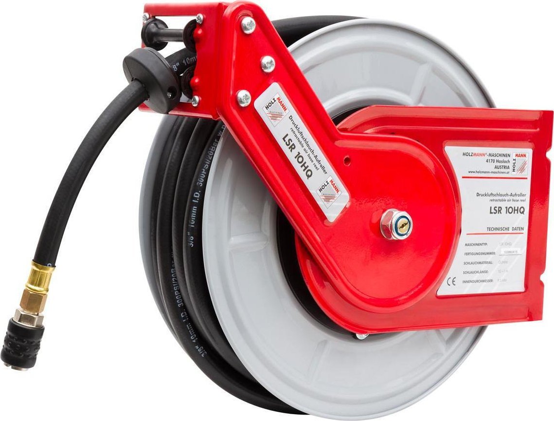 Holzmann Holzmann Maschinen LSR10HQ Trykluft-opruller 10 m 20 bar Vægmontering , Loftfastgørelse