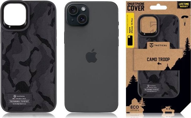 Tactical Tactical Camo Troop Cover for Apple iPhone 15 Plus Black standard
