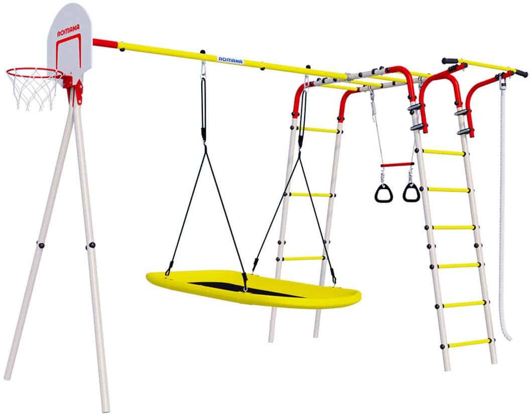 Plac zabaw AKROBATA ogród | Drabinka + leżak huśtawka + kosz | Stal