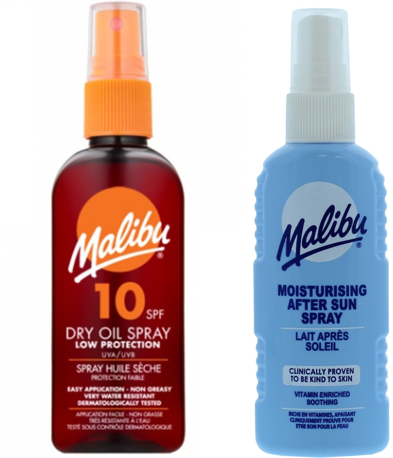Malibu SPF10 Olejek Brązujący 100ml + Spray Po Opalaniu 100ml