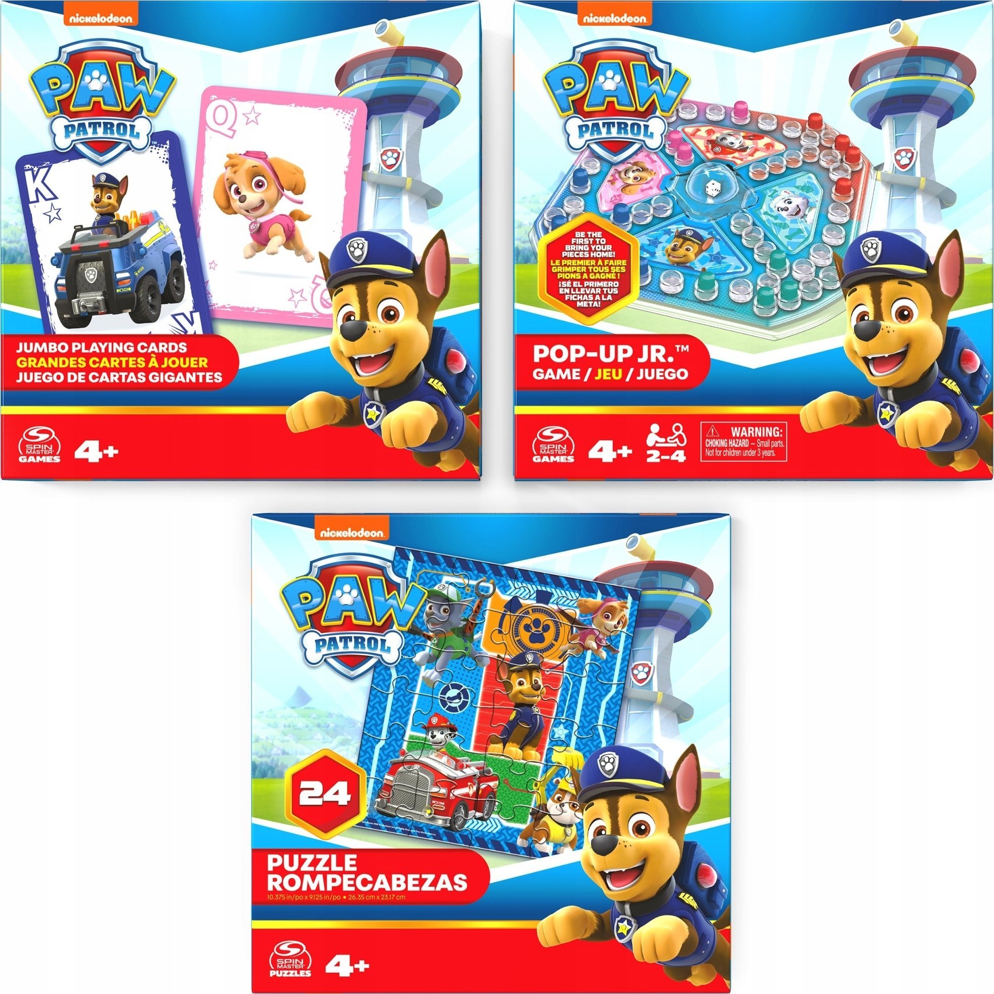 Spin Master Psi Patrol Zestaw 3 Gry PUZZLE POP-UP KARTY JUMBO