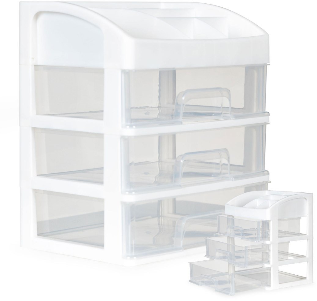 Ecotoys Organizer na kosmetyki z szufladami i przegrodami - biały