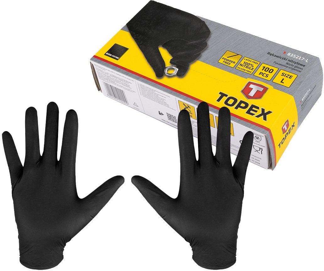 Rękawice nitrylowe tanie, 100 sztuk, rozmiar L