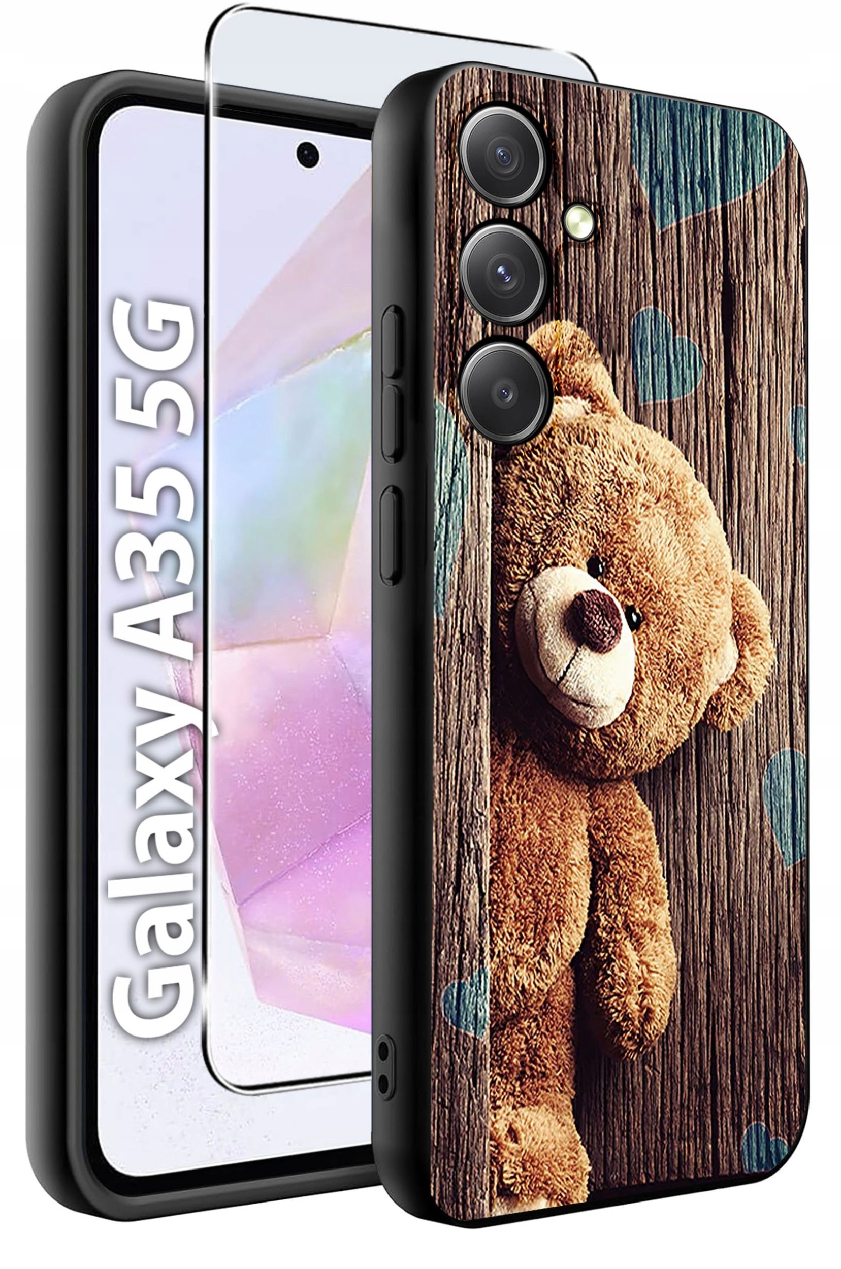 ETUI do Samsung A35 5G WZORY | SILIKONOWE MATT CASE + SZKŁO HARTOWANE 9H