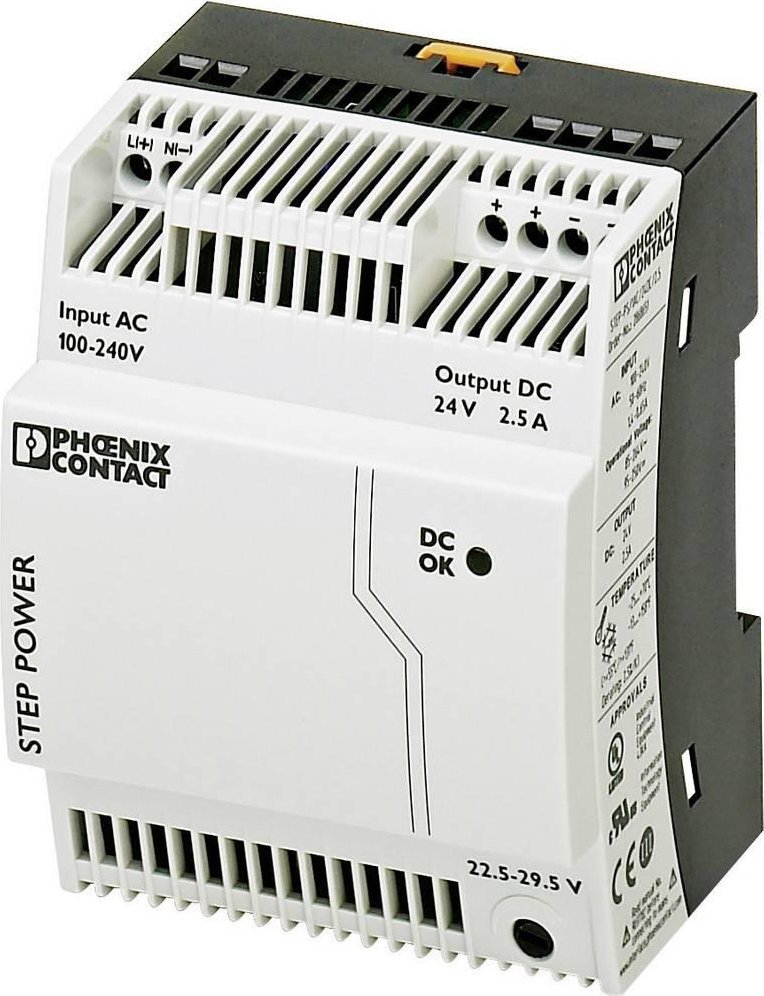 Phoenix Contact Zasilacz impulsowy 100-240V AC/24V DC 60W 2,5A (modułowy) STEP-PS/ 1AC/24DC/2.5 2868651