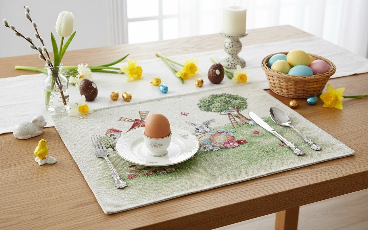 Serwetka gobelinowa 37x48 cm Runner 1179 Zajączki i wiatrak