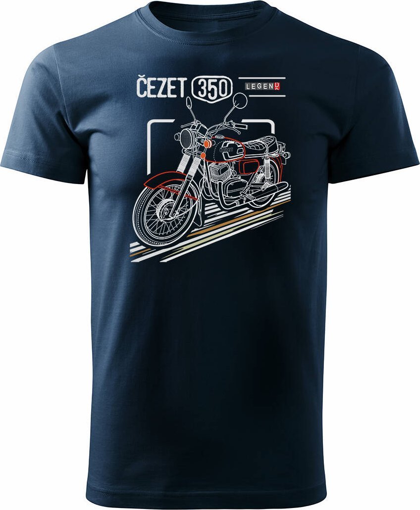 Topslang Koszulka z motocyklem na motor Cezet Cezeta 350 męska granatowa REGULAR XXL