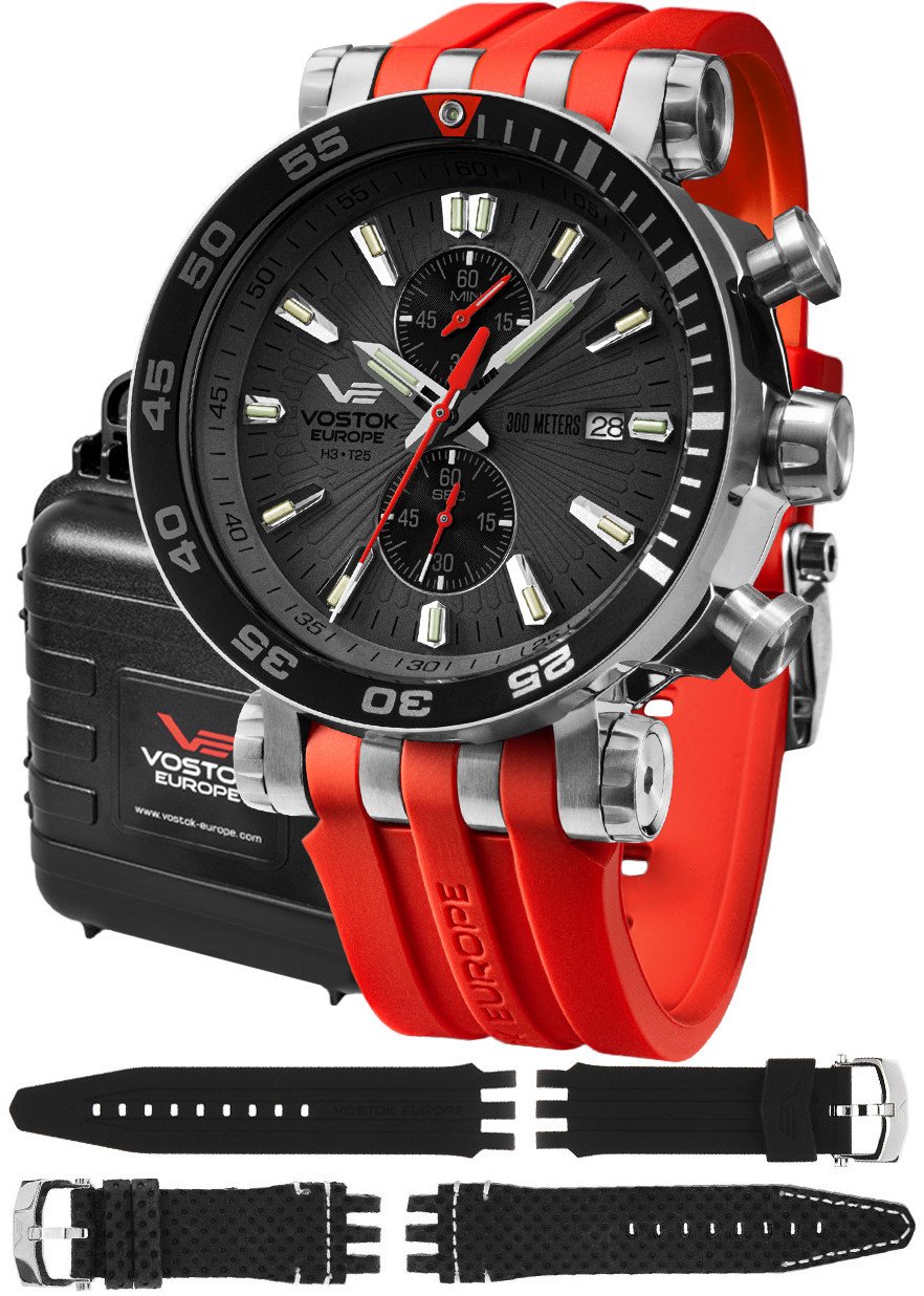 Zegarek męski Vostok Europe VK61-575A588SR czerwony