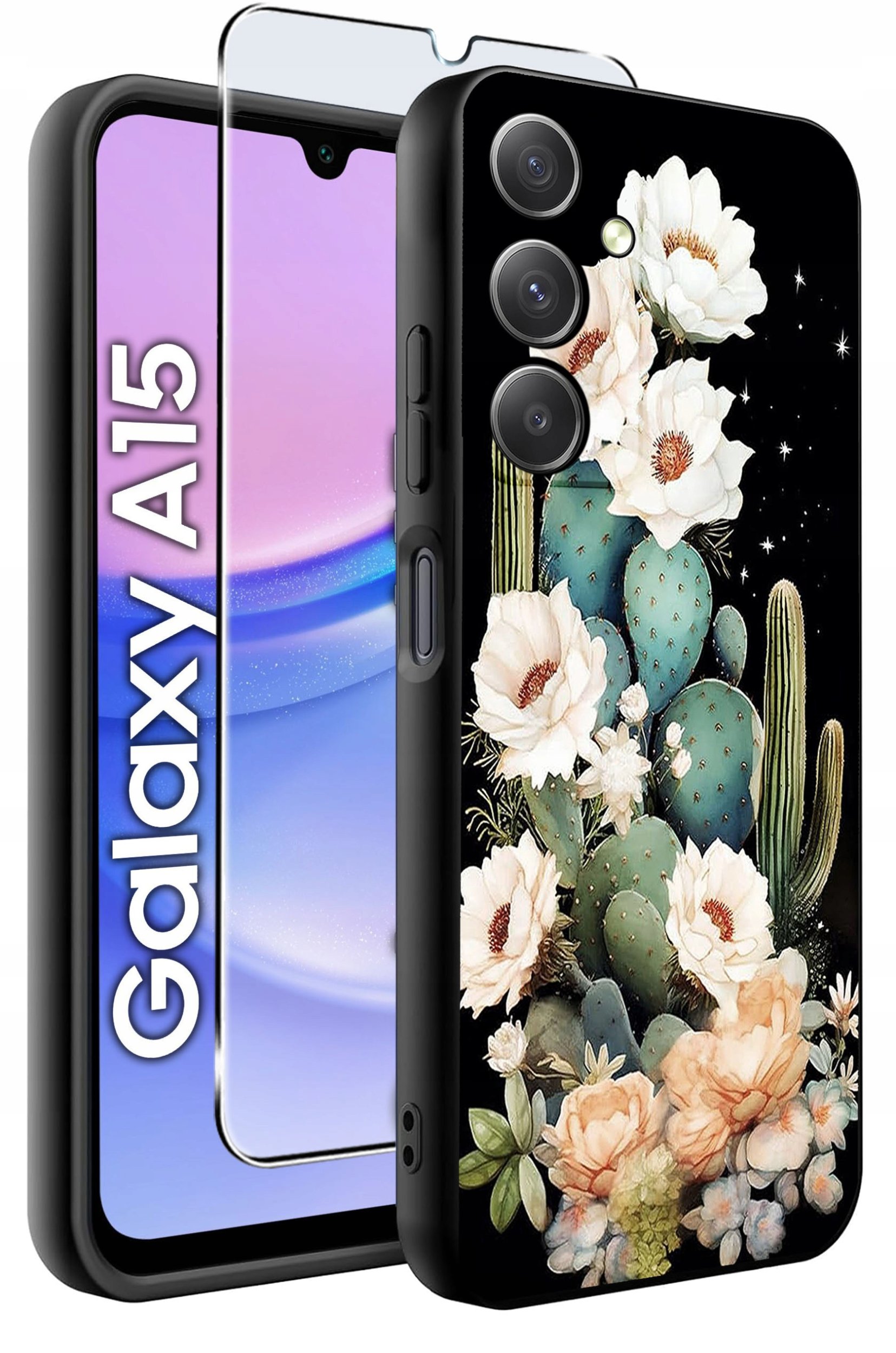 ETUI do Samsung A15 4G | 15 5G WZORY | SILIKONOWE MATT CASE + SZKŁO 9H