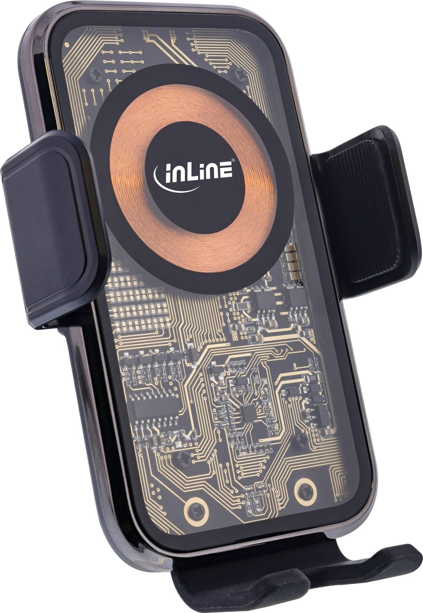InLine® KFZ Smartphone Halterung, ONE TOUCH QI 2, universal, Wireless Charger
