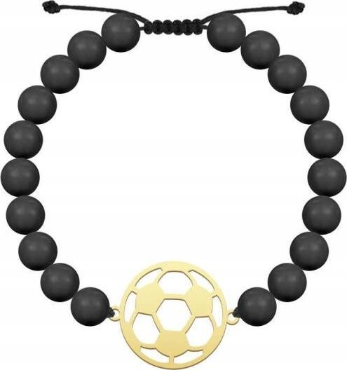 Radziszewska Jewellery Bransoleta Złota Piłka Nożna Męska z perłami 925 DEDYKACJA GRATIS