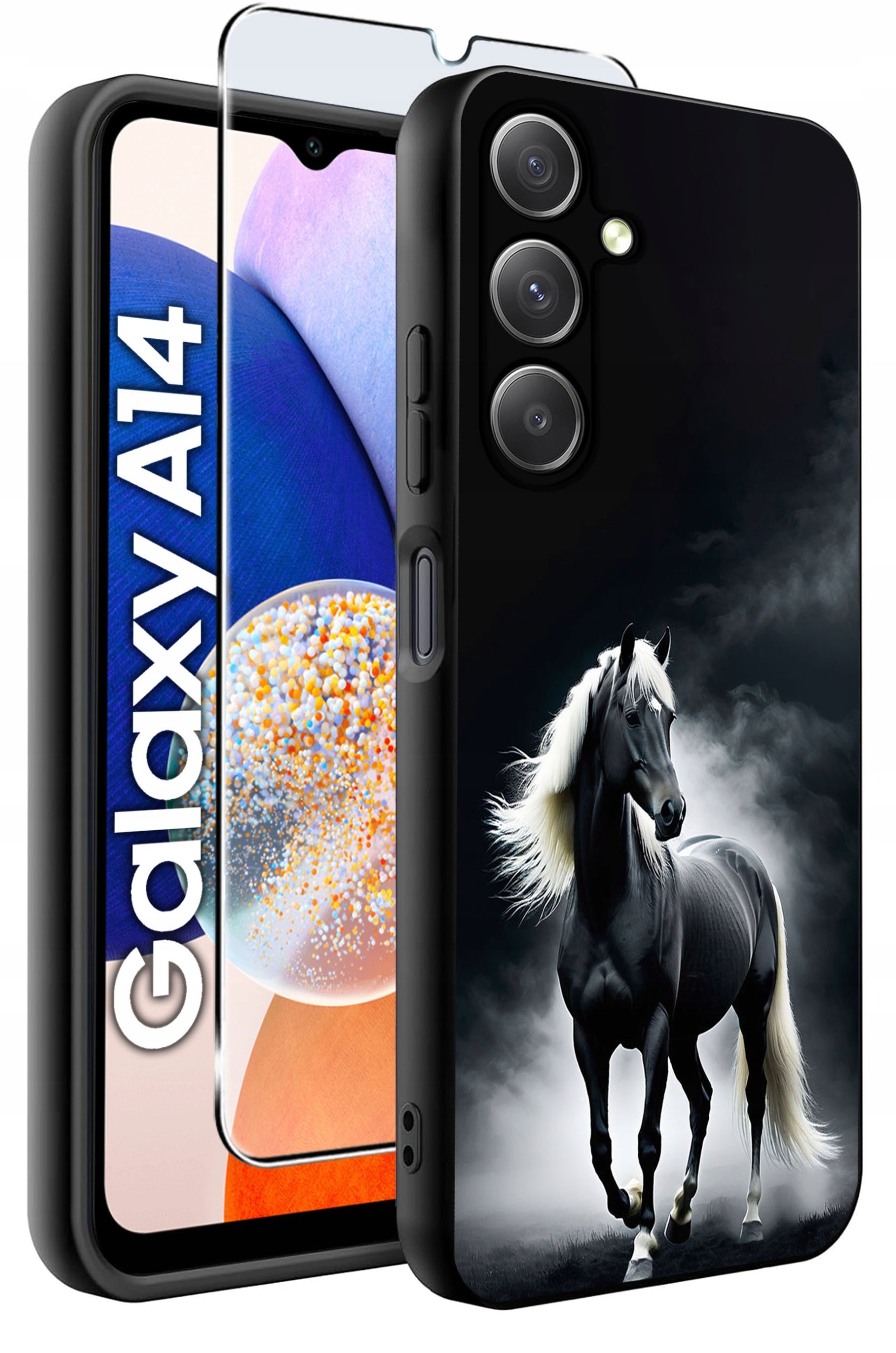 ETUI do Samsung A14 5G WZORY | SILIKONOWE MATT CASE + SZKŁO HARTOWANE 9H