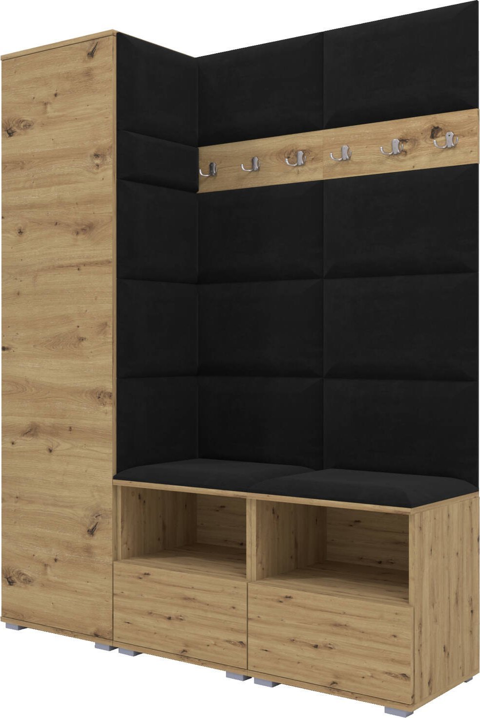 Ravio Tapicerowana garderoba Nela II - kolor dąb artisan + tkanina Trinity 16