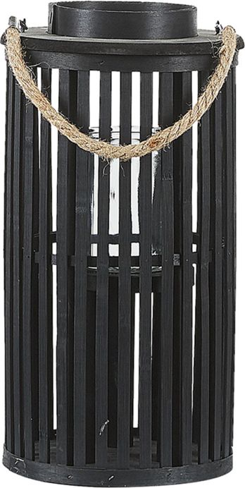 Beliani Lampion drewniany 40 cm czarny LUZON