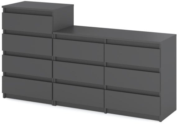 Komoda 10 Szuflad Pojemna Szafka Rtv 160cm Nowoczesna Loft Salon Szary Mat
