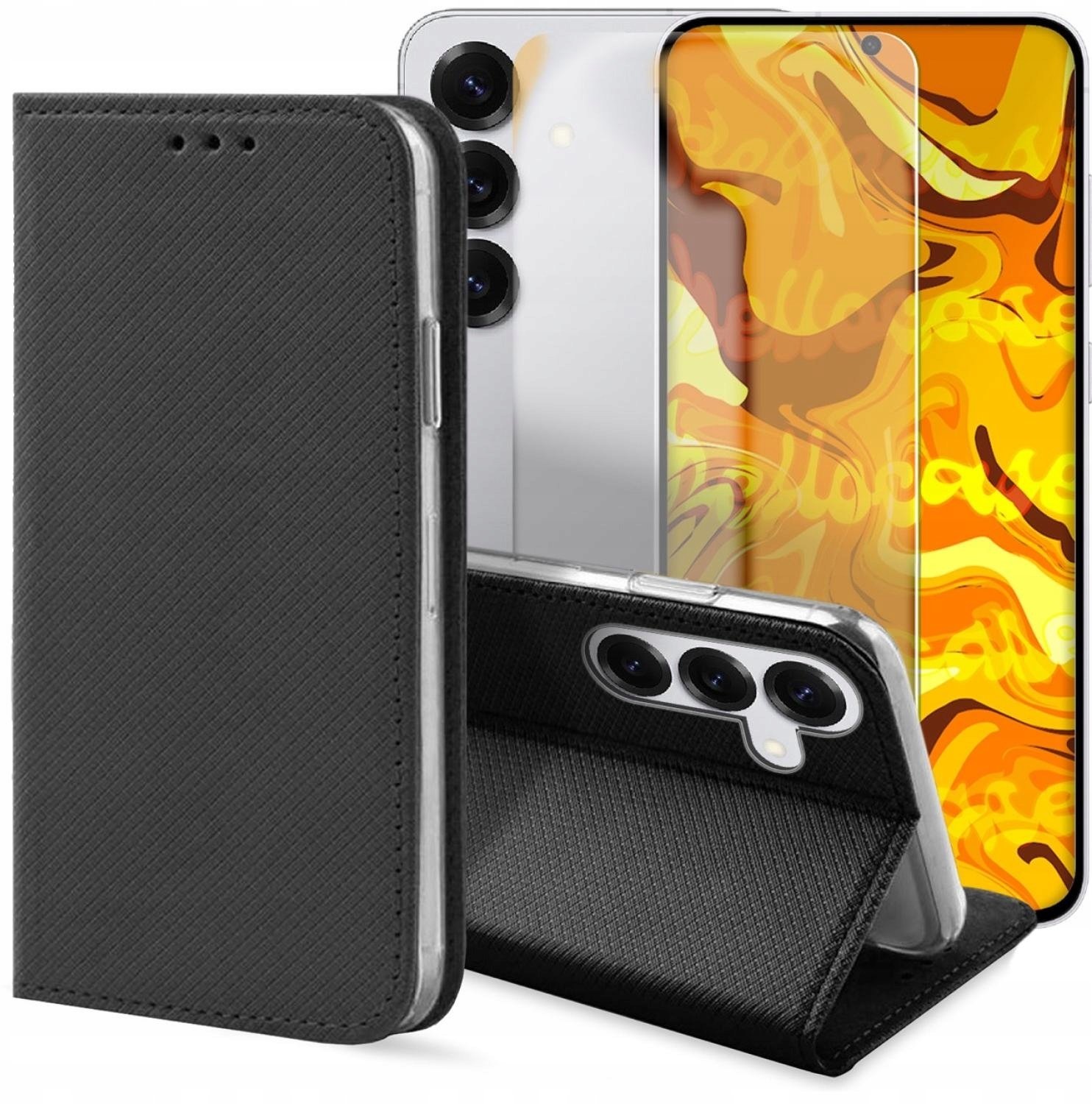 Etui z Klapką Do Samsung Galaxy S26 Plus (Czarne, Zamykane, Kabura) Szkło