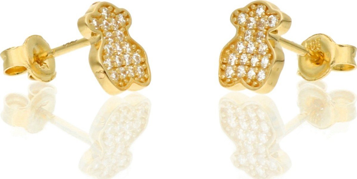 Rosanto Złote subtelne kolczyki miś z cyrkoniami 585 14k