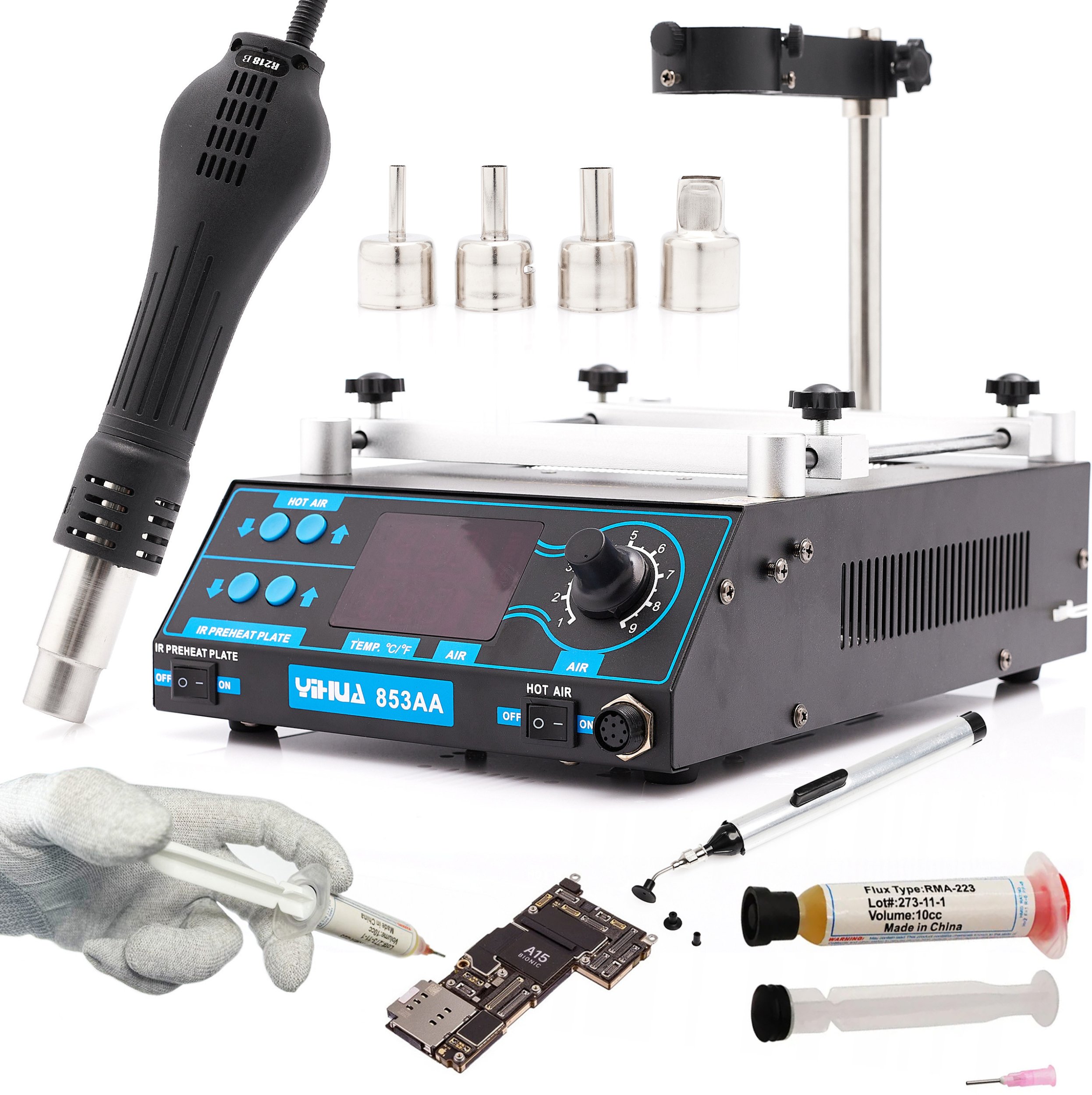 Stacja Lutownicza 853AA Chwytak Próżniowy Topnik Tłoczek Techrebal Zestaw