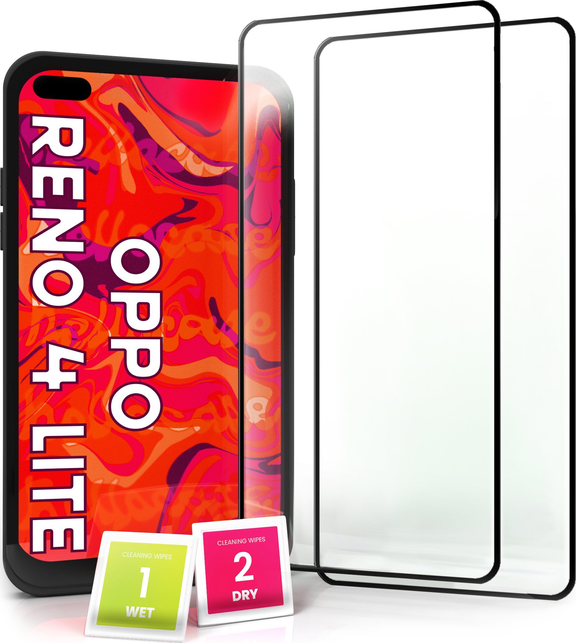 Hello Case 2-pak Szkło hartowane Do Oppo Reno 4 F / Reno 4 Lite / Reno 4 SE (Pełne,5D)