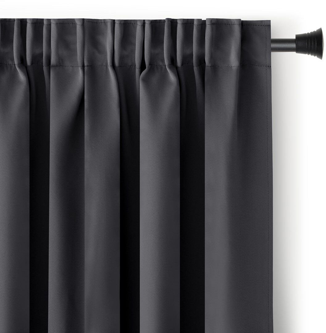 Zasłona blackout 90% na taśmie z szarfą 140x245 grafitowa Restilo