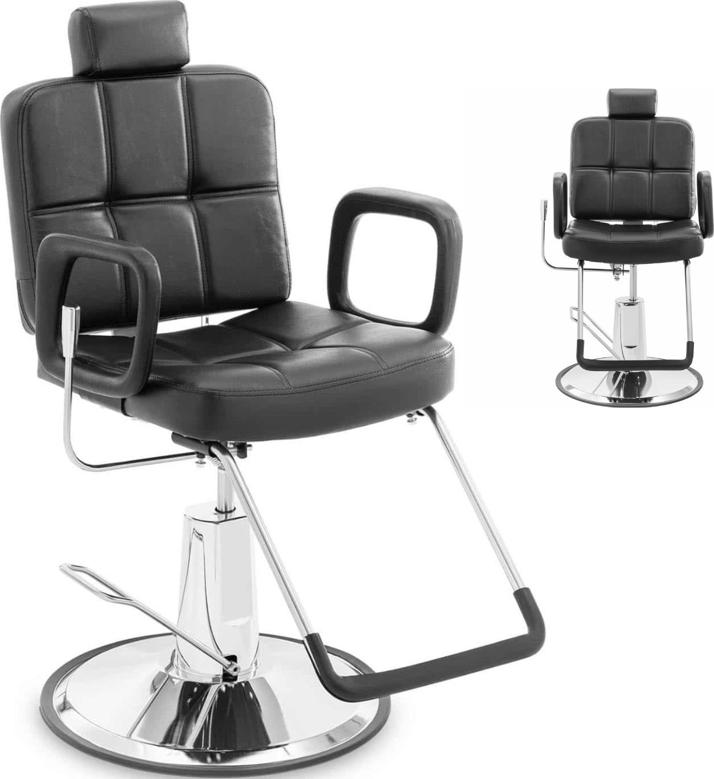 Physa Fotel fryzjerski barberski kosmetyczny z zagłówkiem i podnóżkiem Physa KESWICK - czarny Fotel fryzjerski barberski kosmetyczny z zagłówkiem i po
